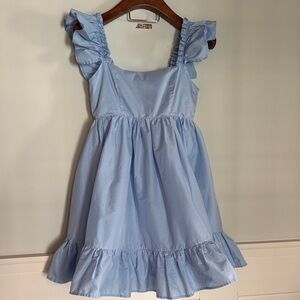 Club L London light blue babydoll minidress with smocked back and ruffle straps